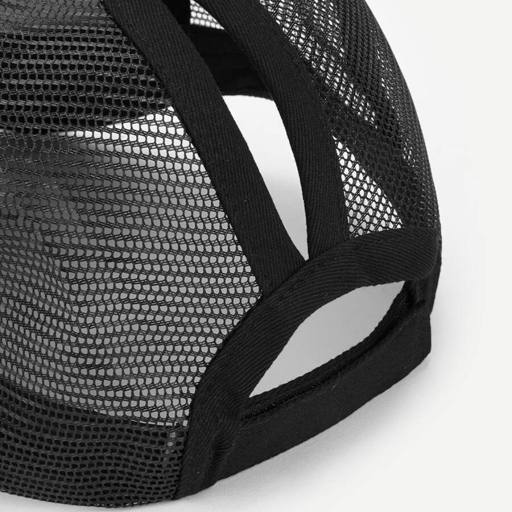 Messy hair/ponytail mesh black baseball cap - Picture 2 of 5